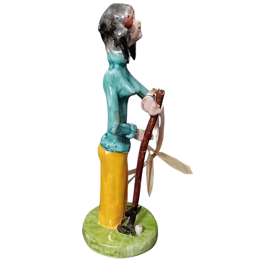 TP Ceramiche Poli Cesare Golf Figurine Female Golfer Pottery Art Gift Italy READ